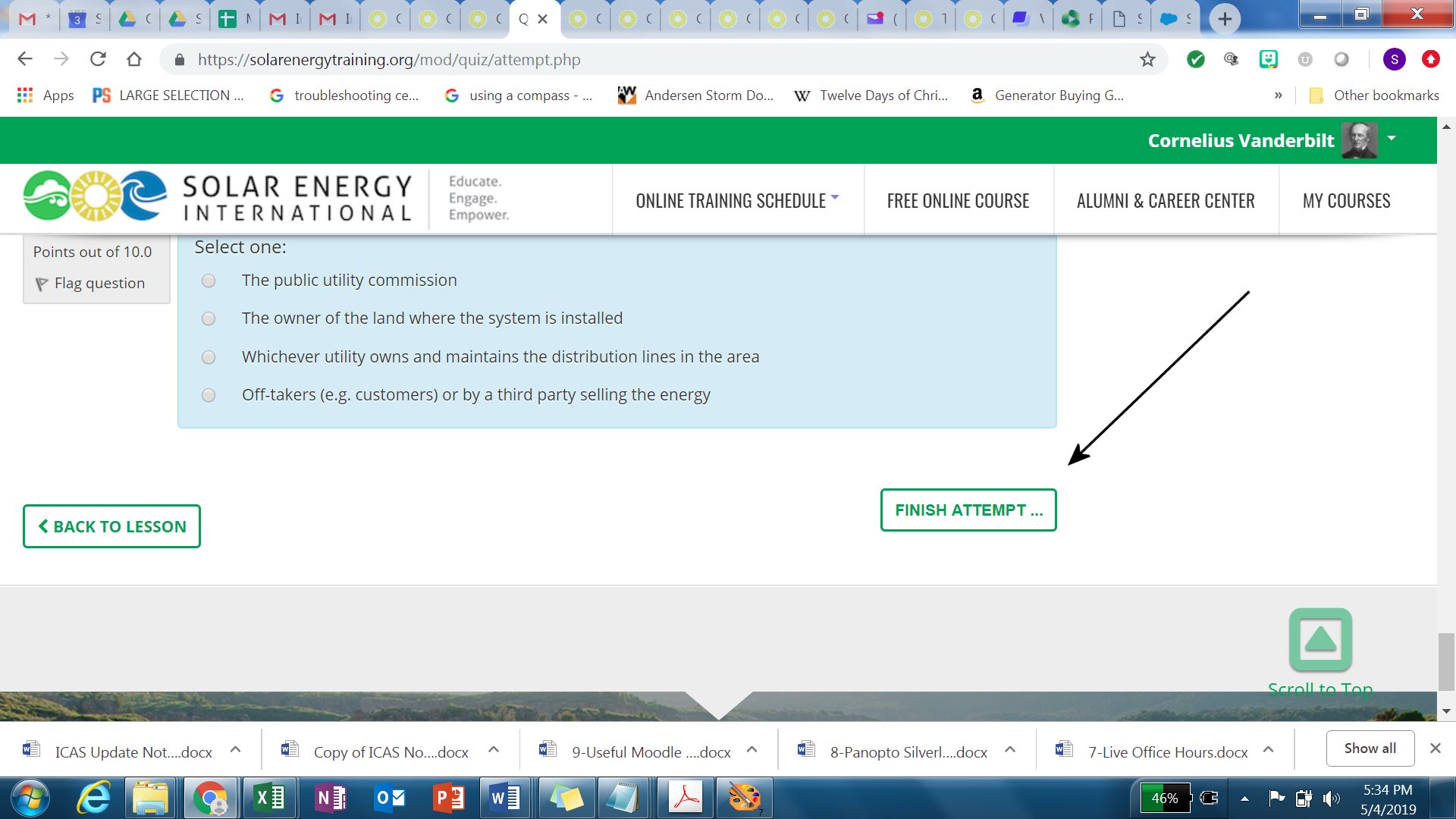 Finish Attempt Button